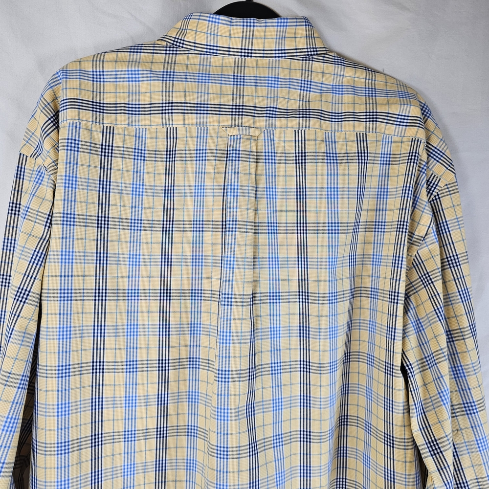 Izod Men's Yellow Multi Plaid Button Down Collar Long Sleeve Sport Shirt Size L - Picture 9 of 15